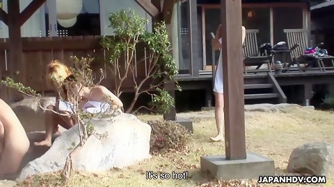 Amateur teen chicks enjoy sex group in natural bathtub outdoor JAV Uncen