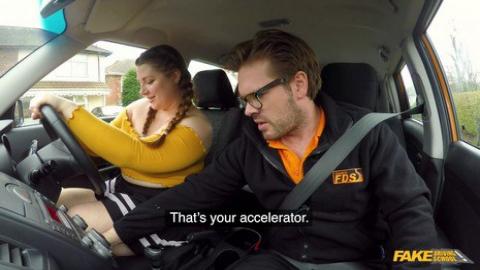 Fakedrivingschool - Cute BBW crashes the car for REAL